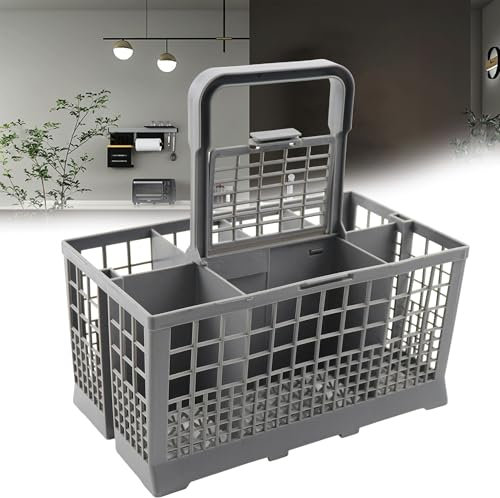 FGXY Universal Dishwasher Cutlery Basket, Dishwasher Utensil Basket, Cutlery Basket with Handle, Multifunctional Crockery Basket, Dishwasher Accessory, Environmentally Friendly, with Compartments