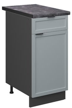 Vicco Kitchen base cabinet Fame-Line, Light blue-grey, 40 cm, WT Anthracite