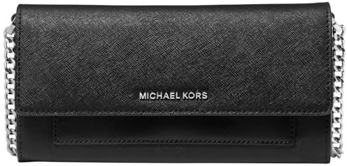 Michael Kors Damen Jet Set Medium 2-in-1 Wallet On Chain Crossbody Bag, Silberfarbene Metallteile/Schwarz, One size