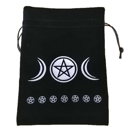 komsoup Samt-Tarot-Beutel-Tasche | Tarot-Karte Samttasche Pentagramm-Muster - 13 x 18 cm neuartige Tarotkarten- und Würfel-Aufbewahrungstasche, Schmuckbeutel, Brettspiel-Tarot-Tasche mit Kordelzug für