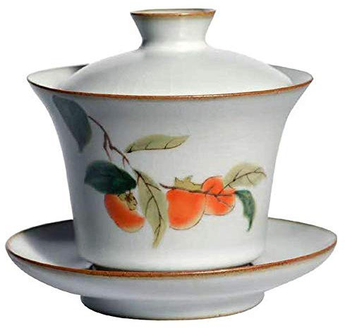 XDAWQP Keramik Persimmon Kung Fu Gaiwan handgemachte Porzellanterrine Teetasse Trinkgeschirr