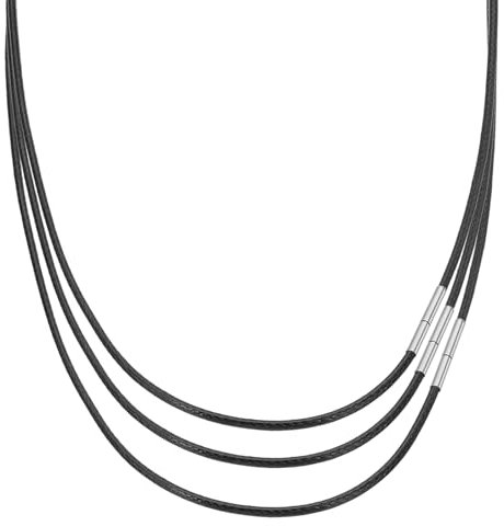 PATIKIL 16/18/20 Collana In Pelle, 1mm/0.04 Corda Intrecciata In Pelle Impermeabile Catena In Cera Con Fermaglio In Acciaio Inox Per Uomini Donne DIY Pendente Regalo, Nero/Argento