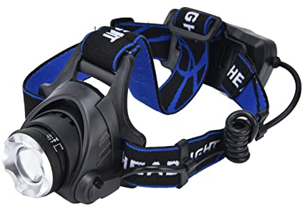Fdit RGBW-Fokus-Stirnlampe, Superheller Multifunktions-Scheinwerfer mit Teleskop-Zoom, USB Wiederaufladbar für Outdoor-Jagd, Camping, Angeln, Notfall