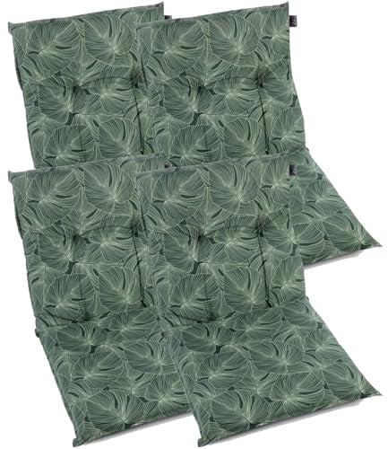 BURI 4X Gartenstuhlauflagen Niedriglehner 92,5x47cm I extra 8cm Dicke Komfort Sitzauflagen I Made in Europe I Stuhlauflagen für Niederlehner Gartenstuhl I Polster für Gartenmöbel I Grün