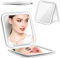 MIYADIVA Makeup Mirror with Lighting, 2-Sided Magnifying Mirror with Light 30X, 3-in-1 Handheld Tabletop Hanging, 3 Lighting and Adjustable Brightness for Travel Offices Bedroom Gifts for women White