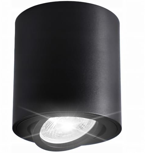 Retoo Aufbauspot LED Schwarz Ø80x85mm – Halogen Aufbauleuchte Geeignet für GU10 Fassung, Aufputz Deckenspot mit Einstellbarem Lichtwinkel, Wandleuchte und Deckenleuchte aus Metall