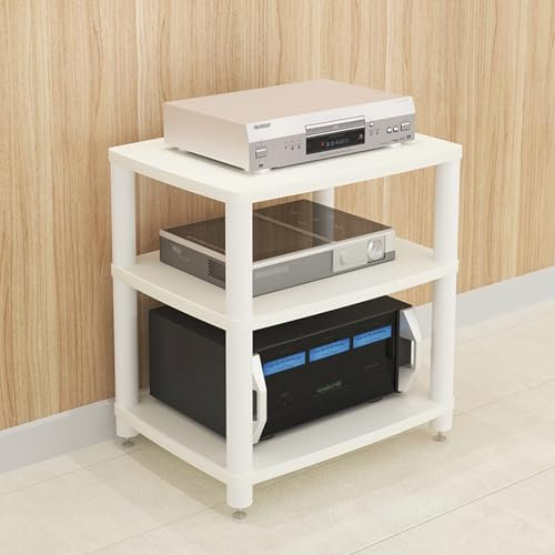 WNYAILLL HiFi Rack, Audio-Rack-Schrank für Zuhause, Audio-Video-Medienständer, HiFi Regal für Plattenspieler & Stereoanlagen & Kompaktanlage, DVD-Entertainment-Einheit(White,64cm/25.2in)
