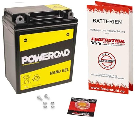Batterie passend für Yamaha XV 535 Virago, 1999-2003 (VJ01), wartungsfrei | Gel, einbaufertig, startklar, auslaufsicher, von Poweroad, inkl. 7,50€ Batteriepfand