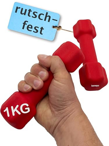 beneyu® Neopren Hantelset 2x 1kg - Hanteln Set - Kurzhanteln - Kurzhantel Set - Gymnastikhanteln - Hantel Set - Dumbbell