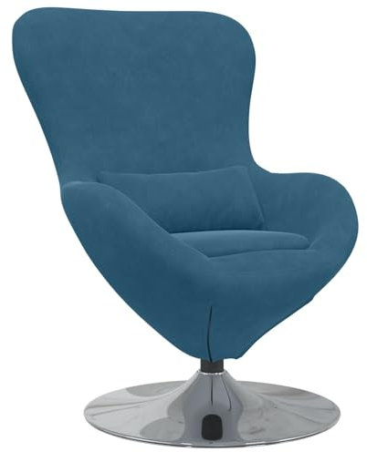 vidaXL Blauer Samt Ei-Stuhl mit Drehfunktion - modernes Design für Wohnzimmer. Bequemer und eleganter Sessel, perfekt für entspannte Momente im Innenbereich.