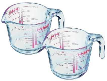 2 x Mini Glass Measuring Jug 0.25L 250ml - Classic Kitchen Prep Measurement Jug - Food Prep Cooking Baking - Heavy Duty Sauce Jug