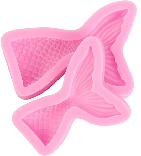 Scivokaval Moule à queue de sirène Silicone Jelly Sucre Craft Chocolat à pâtisserie en fondant ou gumpaste Argile Candy Moules, Silicone, rose