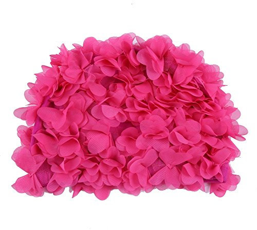 moresave mujeres natación sombrero gorra flor pétalos transpirable secado rápido piscina natación gorro sombrero, Mujer, rosa rojo