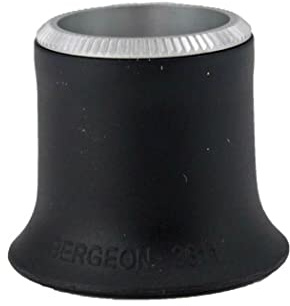 BERGEON 3611-N-4 Lupe, Vergrößerung 2,5X, ergonomisch, modern, Weichgummi, Schwarz, mit verschraubtem Aluminium-Ring
