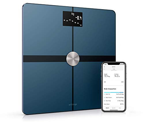 Withings Body+ - Smart-Waage mit BMI, Muskelmasse, Wasseranteil, digitale Körperfettwaage, App-Sync via Bluetooth oder WLAN, Schwarz (Generalüberholt)