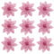 Christmas Poinsettia Flower, 9 Pcs Pink Glitter Christmas Tree Ornaments Artificial Flowers Decorative Floral for Xmas Wedding Party(14cm)