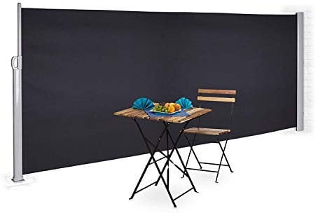 Bc-elec - ASA-180T .Seitenmarkise anthrazitgrau 3x1,8m ausfahrbar für Terrasse, Gartenpavillon