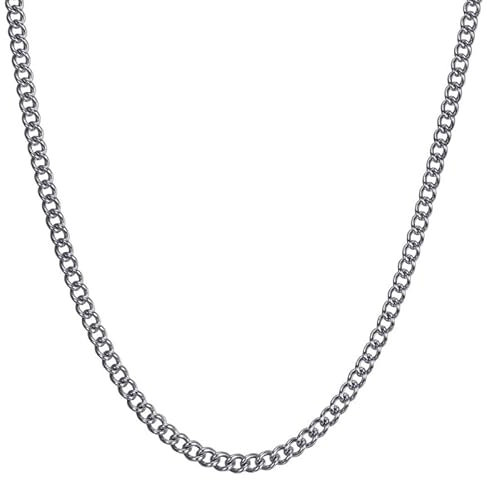 BOBIJOO JEWELRY - Chaîne Collier Maille Cubaine Gourmette 3mm 55cm Acier Inoxydable 316L Argenté