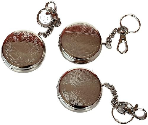 2.J. Lot De 3 Cendriers De Poche Rond Portatifs, Cendrier De Plage, Petit Cendrier Anti Odeur en métal, Pouvant Servir De Pilulier. Muni D'un Repose Cigarette Qui Se Déplie À L'ouverture Du Cendrier