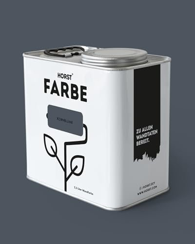 HORST Wandfarbe Kornblume 2,5L - Hochwertige Innen-Farbe - Hohe Deckkraft & Schnelltrocknend - Geruchsneutral - Spritz- & Tropffrei - 100% Natürlich - Blau