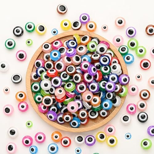 HERZWILD 300pcs Evil Eye Perlen zum Auffädeln Augen perlen bunt DIY-Schmuck für Armbänder Halskette Schmuck herstellen