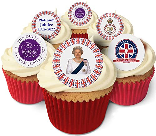 Holly Cupcakes 24 Celebration Queens Jubilee Wafer Cake Toppers