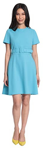 Maggy London Damen Kurzärmeliges Mini-Fit-und Flare breitem Gürtel Kleid, Blau (River Blue), 36