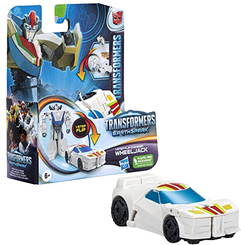 Transformers Spielzeug EarthSpark 1-Step Flip Changer Wheeljack, Action-Figur (10 cm), Roboterspielzeug für Kinder ab 6