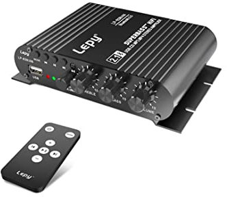 Fasizi LP-838USB Bluetooth 5.0 Amplificador 2.1 3 canales Soporte Super Bass Reproducción musical sin pérdida de datos USB con mando a distancia Amplificador digital con alimentación 3A
