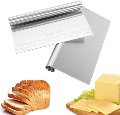 2 Pezzi Raschietto Tagliapasta Professionale, Baking Pastry Spatole, Spatola da Cucina Raschietto in Acciaio Inox, per Spatole da Cucina per Pasta Torte e Pizza (5,9 X 4,9 Pollici)