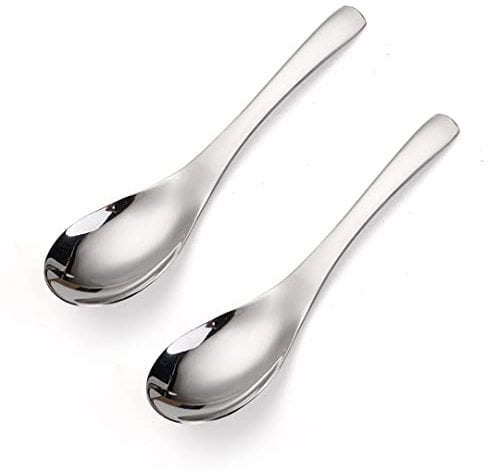 AOOSY Thick Heavy-Weight Soup Spoons, Stainless Steel Soup Spoons, Table Spoons, Set of 2