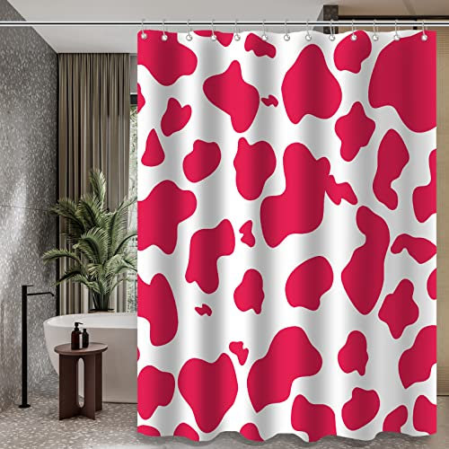 ZTTXL Rideau de douche rigolo motif vache rose (182,9 x 182,9 cm), rideau de douche en tissu polyester imprimé pour salle de bain avec 12 crochets (imprimé vache rose)