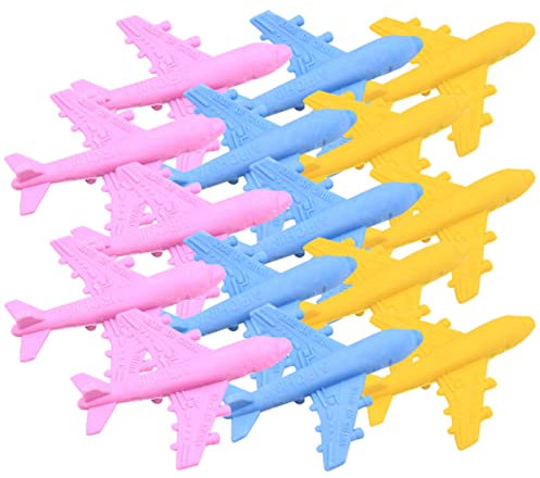 Operitacx 15 Stück Bleistift-Radiergummis für Kinder, 3D-Flugzeug-Form, Mini-Radiergummis, Lern-Briefpapier für Geburtstagsparty-Geschenke – zufällige Farben