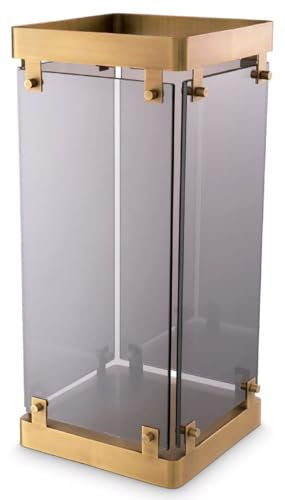 Casa Padrino Luxury Umbrella Stand Antique Brass/Gray 29.5 x 29.5 x H. 60.5 cm - Metal Umbrella Stand with Tinted Glass - Hotel & Restaurant Accessories - Luxury Accessories