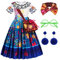 AntDiseno Encanto Mirabel Kostüm Mirabel Kleid mit Tasche Brille Ohrringe Encanto Kostüm für Kinder Mädchen Geburtstagsparty Cosplay Halloween