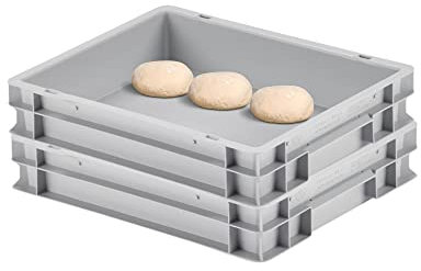 PROREGAL CHEFGASTRO SuperSparSet 2x Pizzaballenbox ohne Deckel | HxBxT 7,5x30x40cm | 9 Liter | Teigwanne für Pizzateig, Stapelbare Pizzabox, Gärbox für Sauerteig Brotteig Teig-Gärbox
