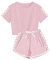 Echinodon Mädchen Sport Set 2tlg Schnelltrockend T-Shirt + Shorts Freizeitanzug Trainingsanzug für Jogging Yoga Sommer Rosa 140