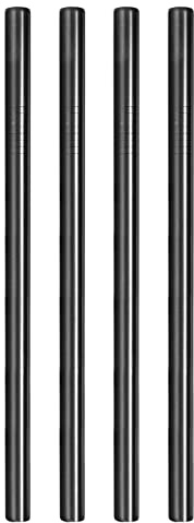 sourcing map Reusable Boba Straws & Milkshake Straws, 4Pcs 8.46 Long x 0.47 Extra Wide Stainless Steel Straws Frozen Drink Straws for Bubble Tea/Tapioca Pearl, Cocktails (Straight, Black)