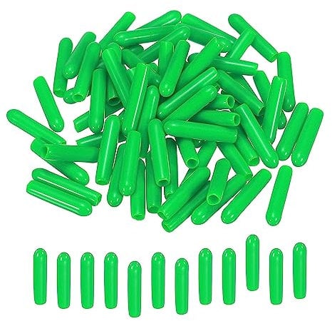sourcing map 200pcs 3mm Rubber End Caps Cover PVC Vinyl Screw Thread Protector Round Wire Shelf Caps for Screw Bolt Pipe Fence Post, Green