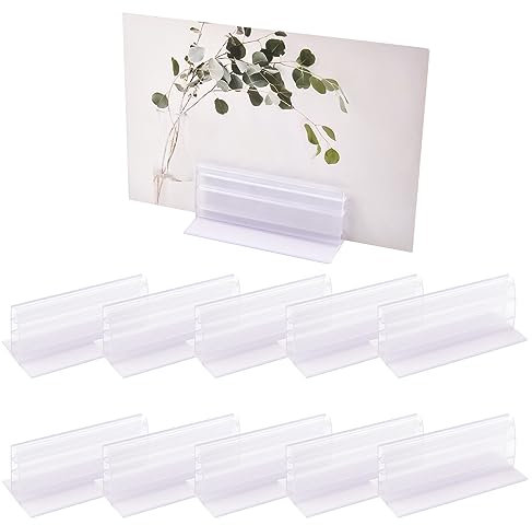 WANDIC 10 Stück Acrylplattenhalter, 7,5 x 4 x 3 cm, Selbstklebender Niesschutzhalter mit weißem Schaumstoffband, Acrylständer für Karten und Fotos