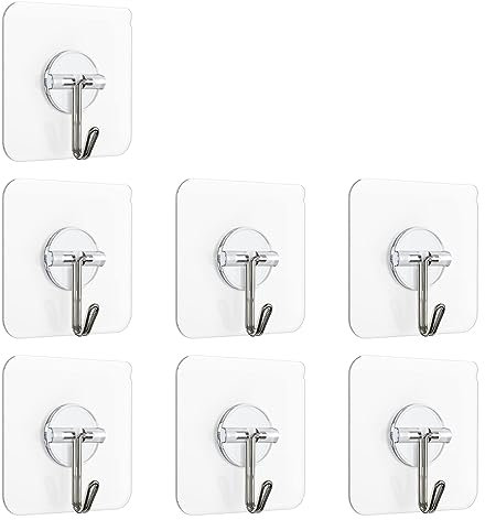 JITNGA 7 Stück Saughaken 6 * 6Cm Haken Selbstklebend Klebehaken Transparent Ohne Bohren Nahtloser Wasserdicht Und Ölfest Mehrzweck Klebe Haken Wandhaken Selbstklebend Für Küche Bad
