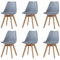 HJhomeheart Lot de 6 chaises de Salle à Manger Scandinaves, Pieds en Bois Massif, Coussins de Chaise tissés, Chaises de Cuisine, Chaises Modernes (Gris-QNG)
