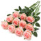 Tifuly Pink Fake Roses Artificial Flowers - 10 Pcs Fake Artificial Champagne Pink Roses Silk Flowers with Stems for Home Wedding Hotel Office Centerpiece Decor
