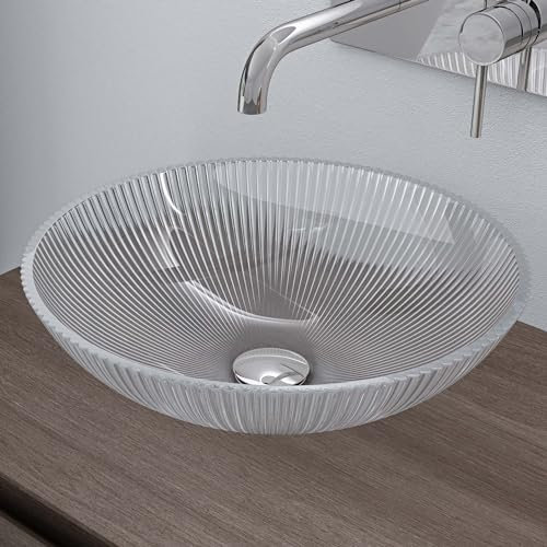doporro Waschbecken Glas Aufsatzwaschbecken BxTxH: 40x40x12 in Transparent Waschplatz Handwaschbecken Waschtisch Minerva06