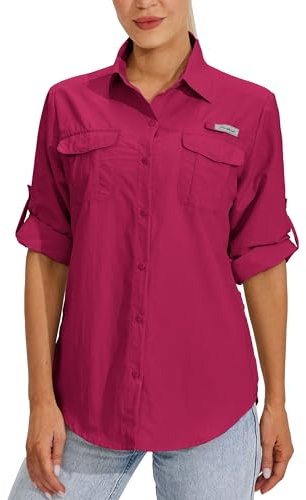 WILLIT T-shirt pour femme UPF 50+ - Protection solaire - Manches longues - Chemisier de randonnée - Safari Angel - SPF - Séchage rapide - Pour la randonnée et l'extérieur, Rose, XL