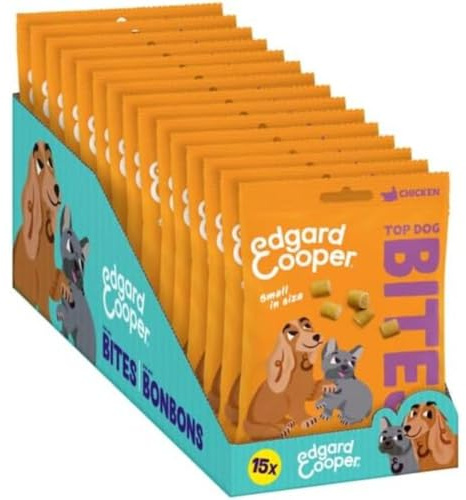 Edgard Cooper Hundeleckerli, Top Dog Bites (Huhn, 50g x 15, Kleine Bites), Leckerlis, Getreidefrei, Natürliche Zutaten, hoher Proteingehalt und frisches Fleisch