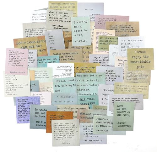 COMNICO 180 PCS Vintage Motivational Quotes Stickers, Retro Typewriter Style Inspirational Scrapbook Stickers Paper Famous Words Journal Supplies Kit for Planner Laptops(60 Patterns, 3pcs Each)