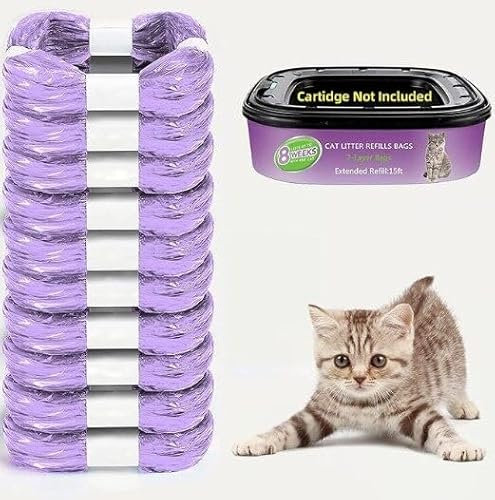Cat Litter Refills Bag for litter genie, Litter Refill Bags 10 Pack Cat Genie Refill for litter locker,Cat Litter Disposal Bin Refills Compatible with Your Genie Litter Refill(Not Included Cartridge)