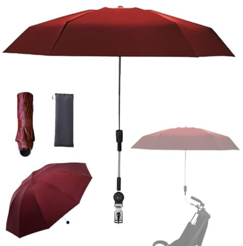 Nakazawa Universeller Baby-Sonnenschirm zum Anklippen, universeller Kinderwagen-Sonnenschirm mit UV-Schutz, Clip-On-Universal-Sonnenschirm mit UV-Schutz（rot）