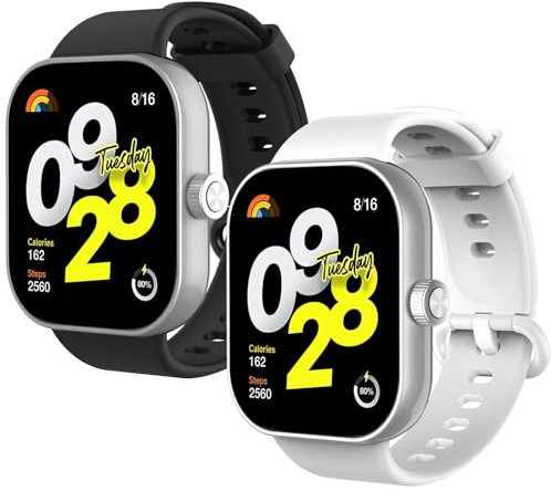 WD&CD 2 Pack Correa de Silicona Compatible con Redmi Watch 4/ Xiaomi Band 8 Pro Correa, Muñequera Ajustable Pulsera Compatible para Redmi Watch 4, Xiaomi Band 8 Pro, Negro + Blanco